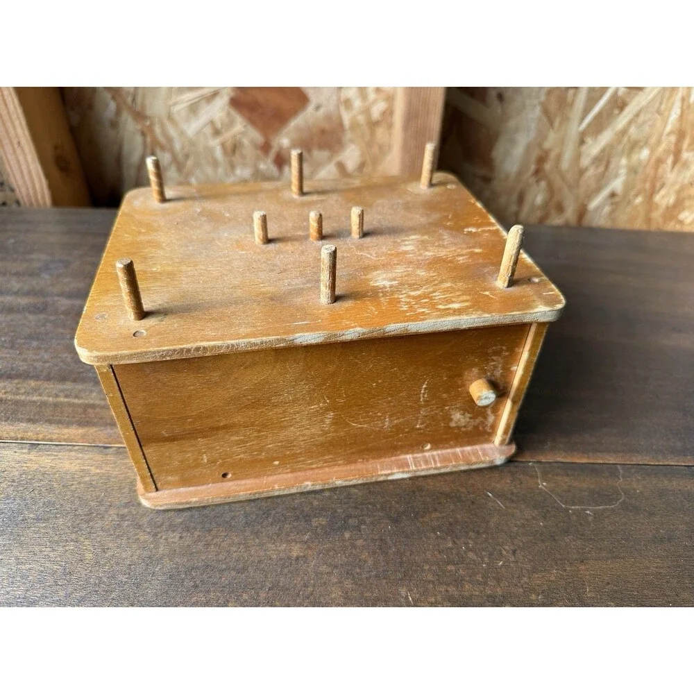 HW Murray Vintage Wood Sewing Cabinet Box Spool Organizer